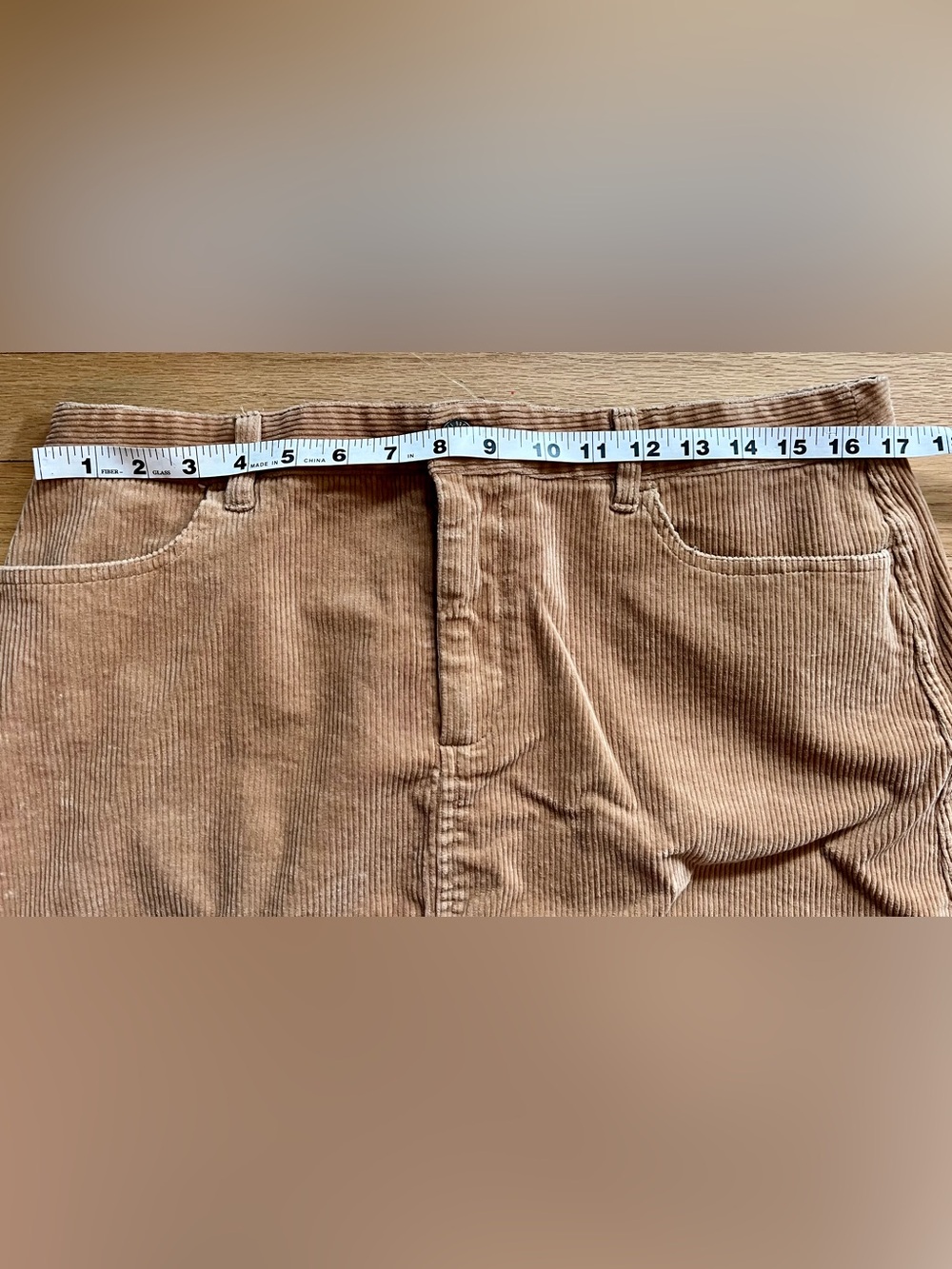Brooks Brothers Tan Corduroy Mini Skirt Size 14 Red Fleece Button - Picture 6 of 8